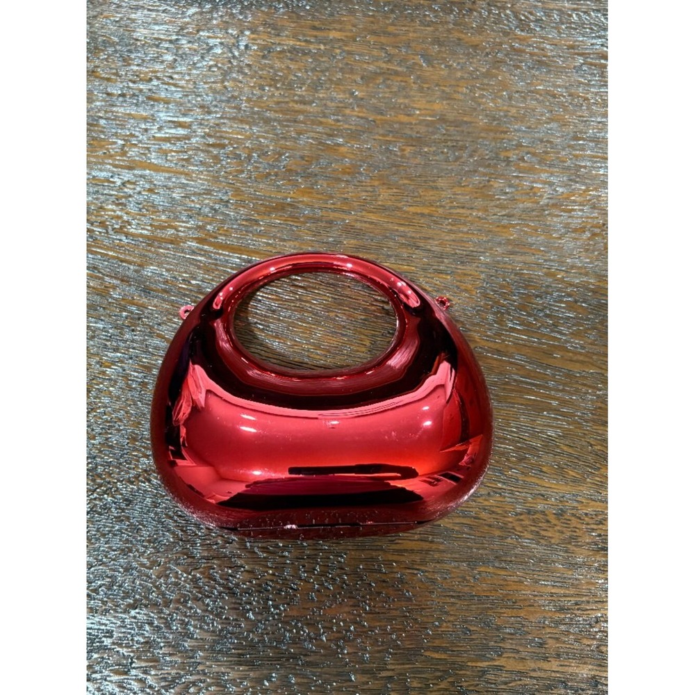 Fun Shiny Red Hard sided Round Small Clutch Purse Fun Cocktail accessory NEW - Picture 2 of 3